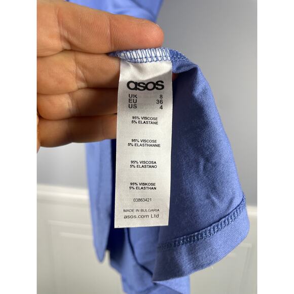 ASOS, Size 4, Periwinkle Fit & FLare Dress, Flutter Sleeves, Balletcore, Blue - Picture 2 of 5